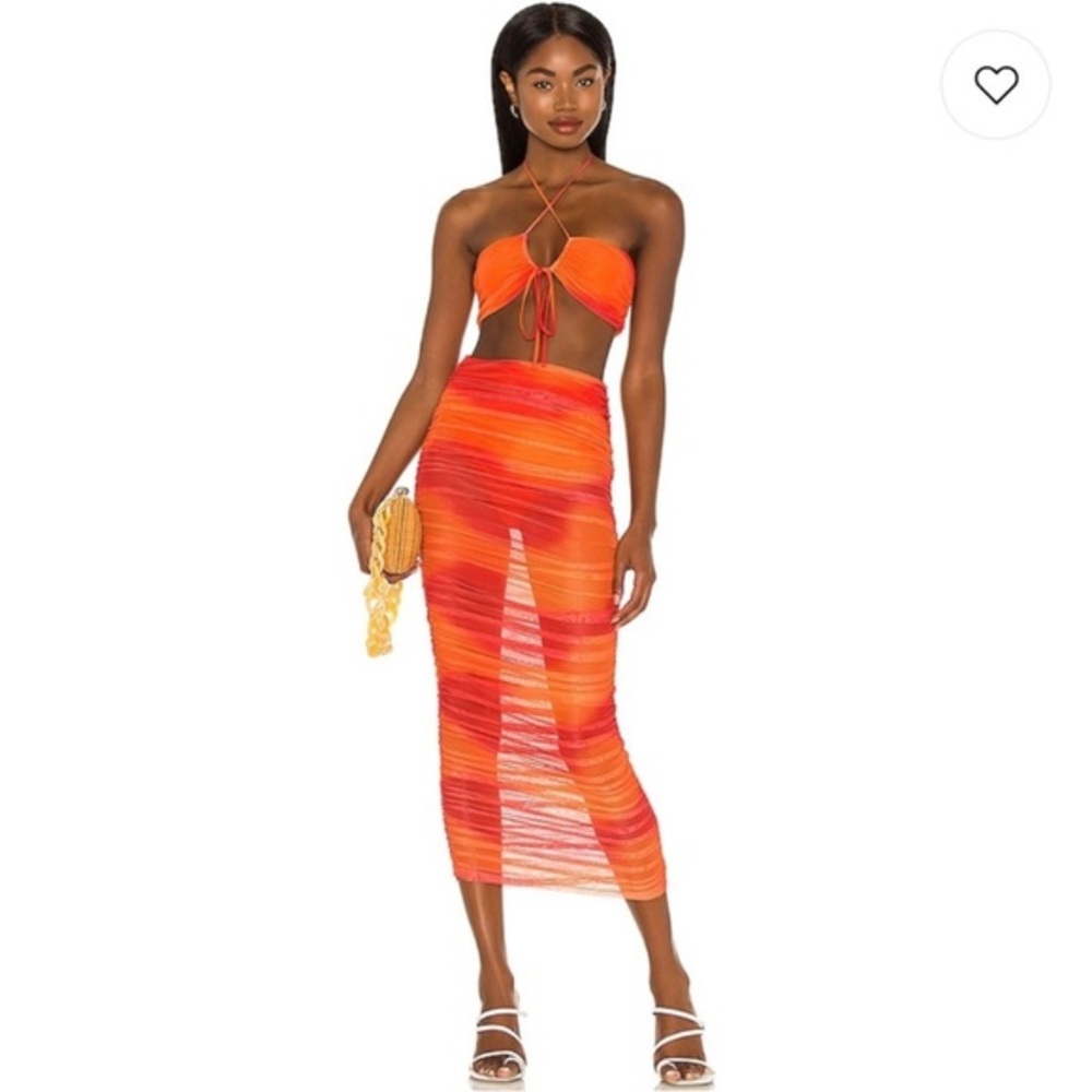 CAMILA COELHO Kelly MAXI SKIRT AND TOP in Orange Tie Dye from revolve